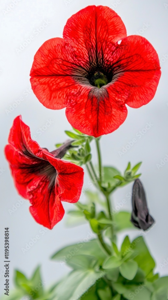 Obraz premium Vibrant Red Petunia Flowers Close up Blooming Nature Botany Garden Floral Plant Bl