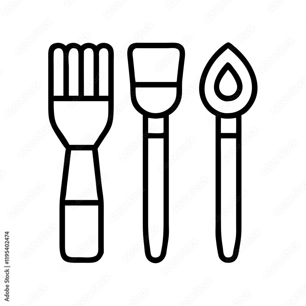 paintbrush set icon, paintbrush set line art - simple line art of paintbrush set, perfect for paintbrush set logos and icons and themed design paintbrush set icon, paintbrush set line art - simple line art of paintbrush set, perfect for paintbrush set logos and icons and themed design