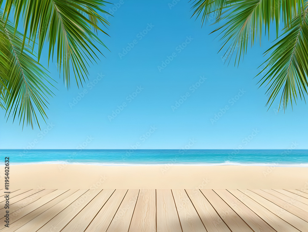 Beach Summer Wooden Deck Illustration Beach Summer Wooden Deck Illustration