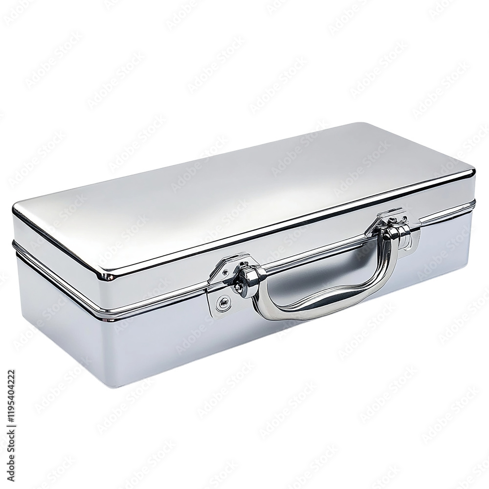 Sleek Metallic Case: A Polished Chrome Rectangular Box