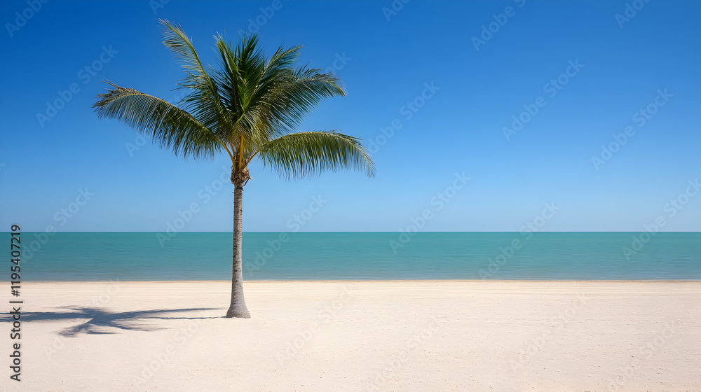 Palm Tree Beach Idyll: Realistic Image Palm Tree Beach Idyll: Realistic Image
