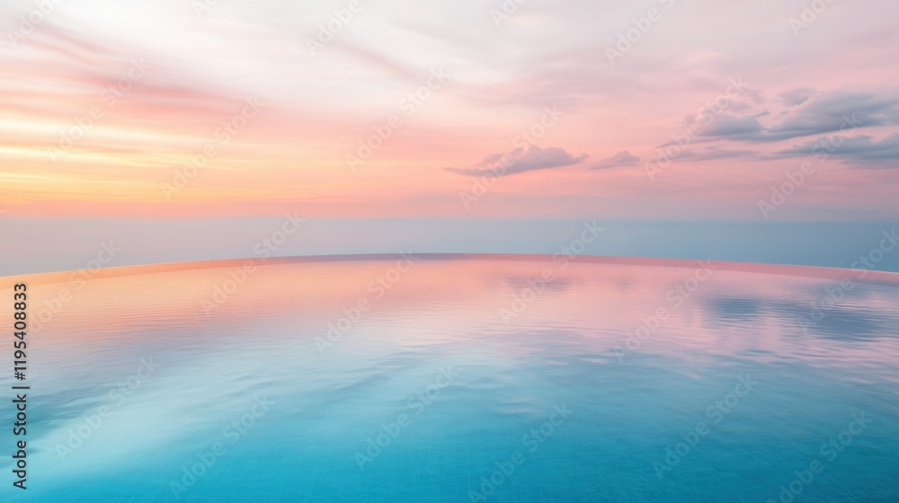 Fototapeta premium Serenity infinite horizon pool at sunset