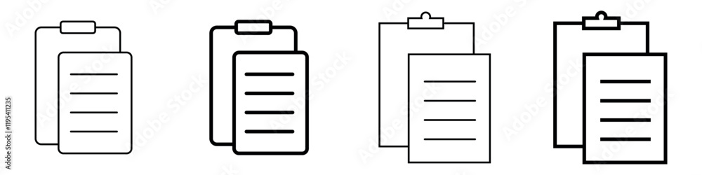 paper document and clipboard icon thin line style. quality control, checklist, clipboard document page paper document and clipboard icon thin line style. quality control, checklist, clipboard document page