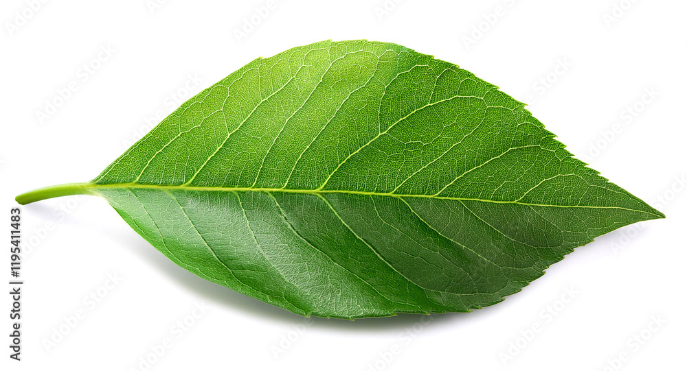Obraz premium 緑色の葉（Green leaf on white background） 