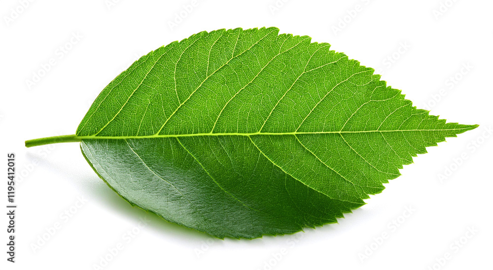 Obraz premium 緑色の葉（Green leaf on white background） 