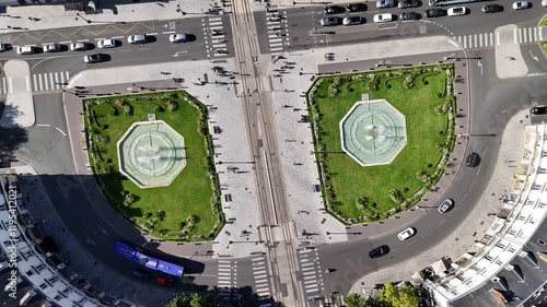 Drone view of Jean Jaures Square (Place Jean Jaures) in Tours, France photo