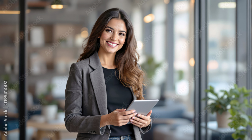 Confident businesswoman using tablet in modern office Confident businesswoman using tablet in modern office