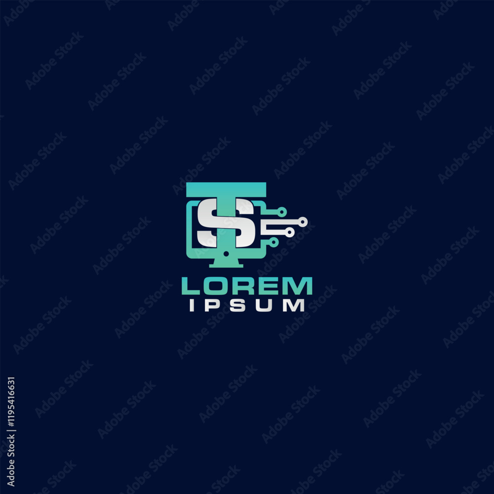 T S Tech Symbol Iconic Logo Design For Branding T S Tech Symbol Iconic Logo Design For Branding