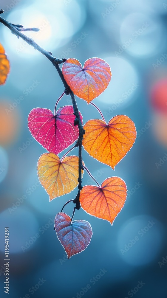A whimsical nature-inspired design featuring heart-shaped multicolored leaves, perfect for romantic or creative projects. A whimsical nature-inspired design featuring heart-shaped multicolored leaves, perfect for romantic or creative projects.