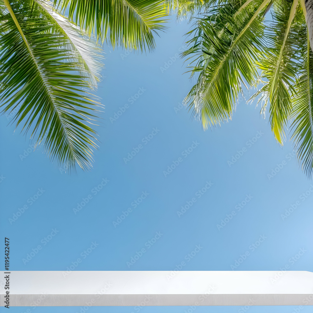 Fototapeta premium Tropical Palm Leaves Summer Background Illustration