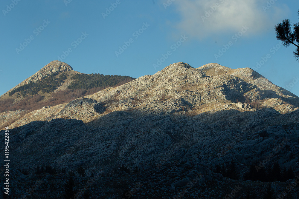 Fototapeta premium Mountain peaks in Lovcen national park. High quality photo