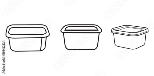 set of food container line, outline vector illustration