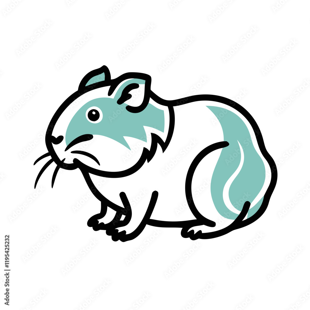 Obraz premium Guinea pig icon with teal and white accents.