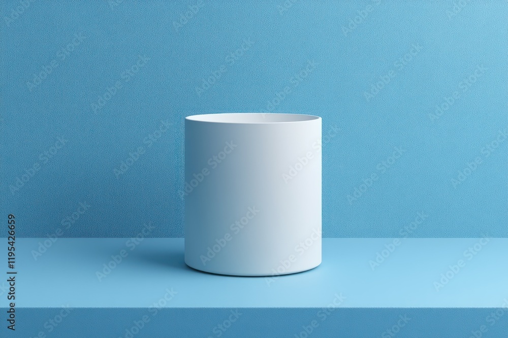 Sleek White Mug on Smooth Blue Surface