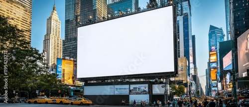Blank Billboard in Times Square, NYC:  A Giant Advertising Canvas Amidst Skyscrapers and City Buzz
