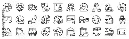 international trading web line icons