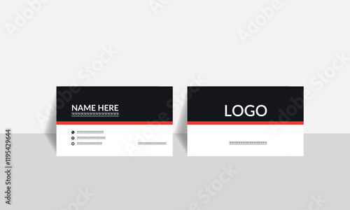 Modern simple minimalist black and red business card.