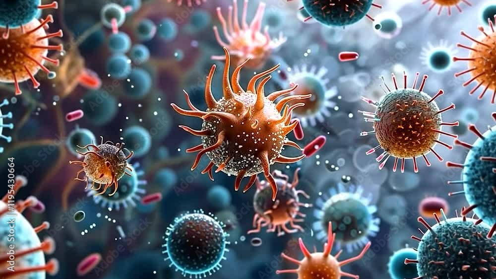Close-up view of vibrant and detailed microorganisms in action. Close-up view of vibrant and detailed microorganisms in action.