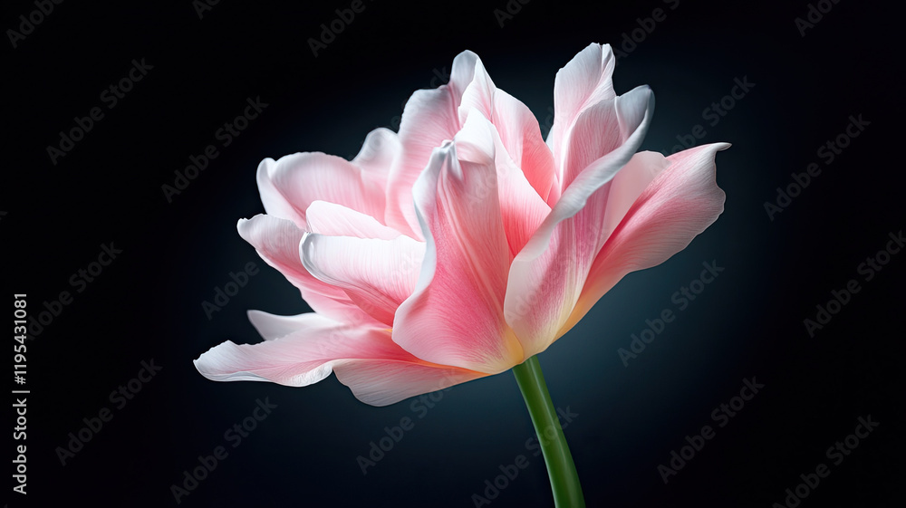 Delicate pink flower with soft petals against dark background Delicate pink flower with soft petals against dark background