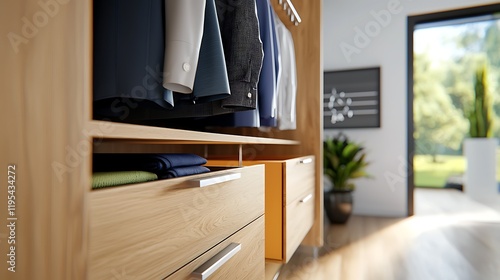 Sleek and Minimalist Modular Wardrobe Design with Integrated Pull Out Drawers for Efficient and Customizable Home Storage Solutions