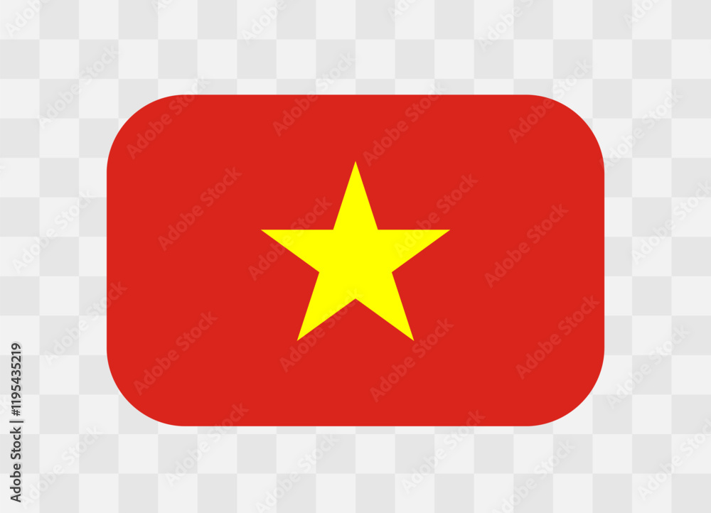Vietnam flag - rounded rectangle colorful flag representing a country cultural identity and heritage. The essence of national pride and unity. Vector flag on transparent background. Vietnam flag - rounded rectangle colorful flag representing a country cultural identity and heritage. The essence of national pride and unity. Vector flag on transparent background.