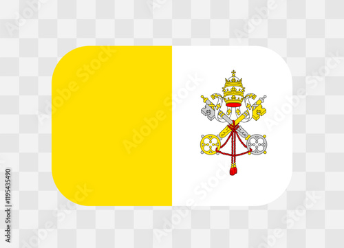 Vatican City flag - rounded rectangle colorful flag representing a country cultural identity and heritage. The essence of national pride and unity. Vector flag on transparent background.