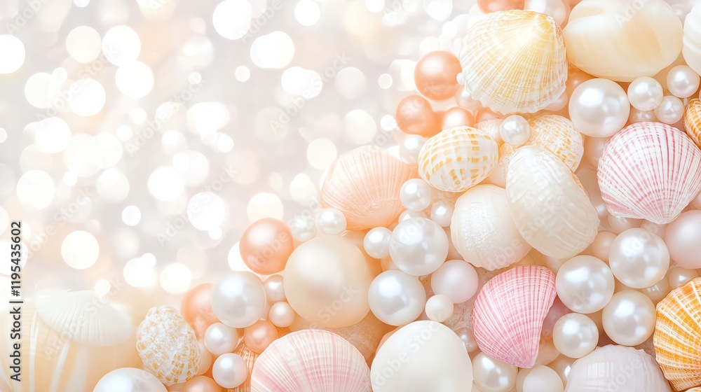 White pearl soft bokeh background Elegant seashells and pearls arrangement. White pearl soft bokeh background Elegant seashells and pearls arrangement.