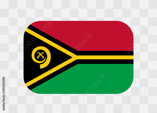 Vanuatu flag - rounded rectangle colorful flag representing a country cultural identity and heritage. The essence of national pride and unity. Vector flag on transparent background.