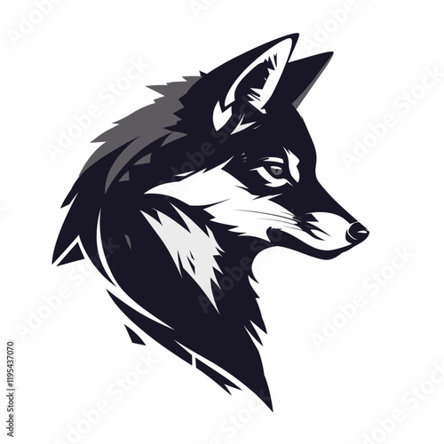 Black silhouette of a wolf head, icon logo vector illustration with clean, bold lines on a white background, ideal for impactful logos.