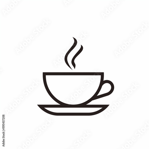 Cup icon logo vector illustration, bold black lines on a white background, clean and simple shapes, ideal for branding, logos, stickers, and coffee shop designs.
