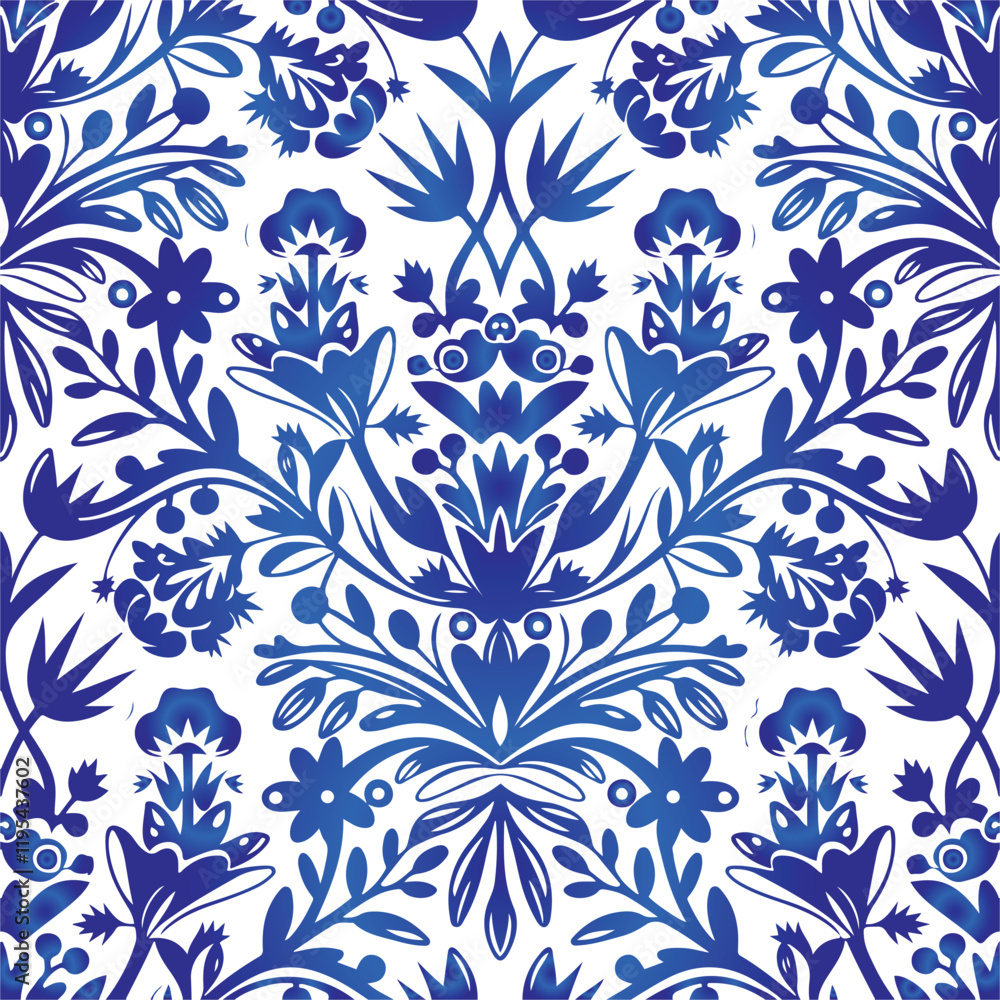 Traditional Russian vector seamless pattern in gzhel style. Can be used for banner, card, poster, invitation, label etc. Traditional Russian vector seamless pattern in gzhel style. Can be used for banner, card, poster, invitation, label etc.