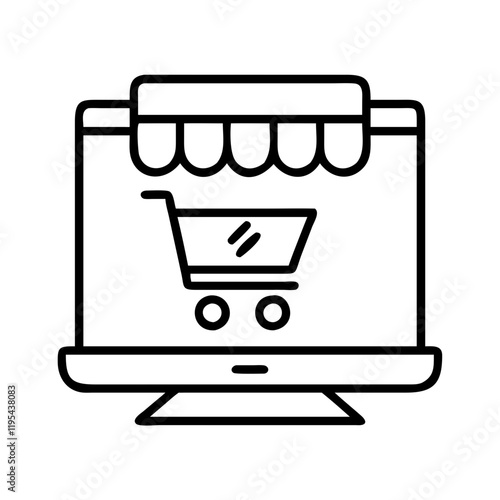 e commerce shopping icon, e commerce shopping line art - simple line art of e commerce shopping, perfect for e commerce shopping logos and icons and themed design 