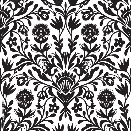 Traditional Russian vector seamless pattern in gzhel style. Can be used for banner, card, poster, invitation, label etc.