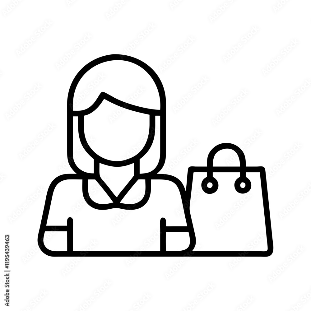 shopping assistant icon, shopping assistant line art - simple line art of shopping assistant, perfect for shopping assistant logos and icons and themed design shopping assistant icon, shopping assistant line art - simple line art of shopping assistant, perfect for shopping assistant logos and icons and themed design