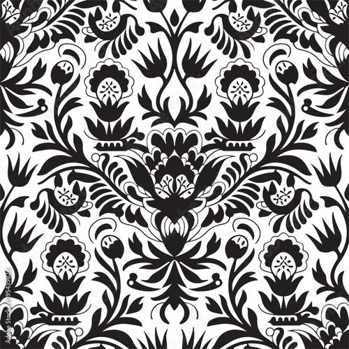 Traditional Russian vector seamless pattern in gzhel style. Can be used for banner, card, poster, invitation, label etc.