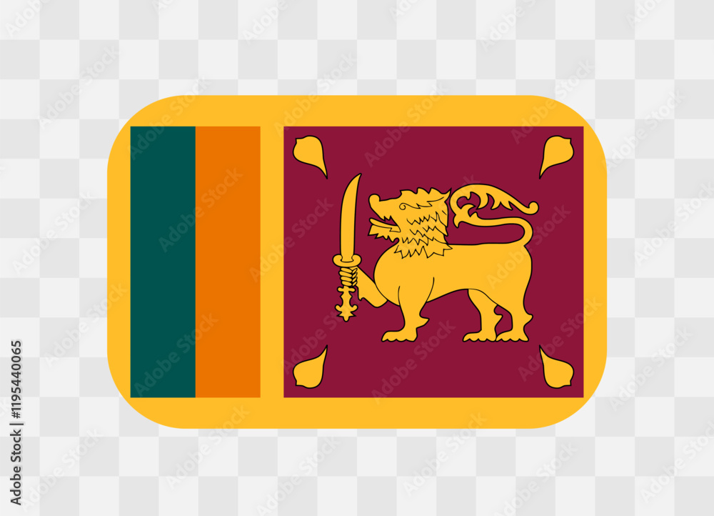 Sri Lanka flag - rounded rectangle colorful flag representing a country cultural identity and heritage. The essence of national pride and unity. Vector flag on transparent background.