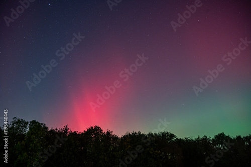 Newton's Rings captured looking up for the northern lights, aurora borealis, from Stansted, Essex, UK. The lights were unusally far south due to strong solar geomagnetic storm 10 October 2024 photo