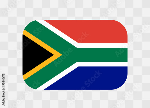 South Africa flag - rounded rectangle colorful flag representing a country cultural identity and heritage. The essence of national pride and unity. Vector flag on transparent background.