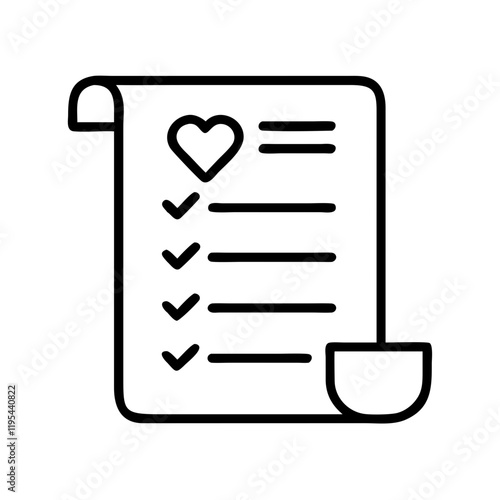 wishlist icon, wishlist line art - simple line art of wishlist, perfect for wishlist logos and icons and themed design 