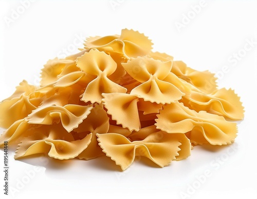 a pile of farfalle pasta isolated on white background photo