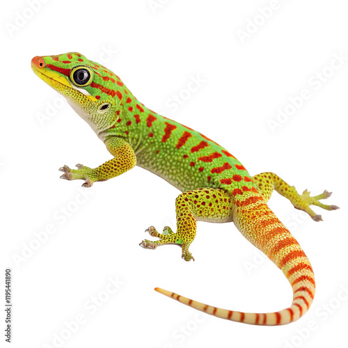 Canvas Print Vibrant gecko colorful lizard bright green and yellow coloration