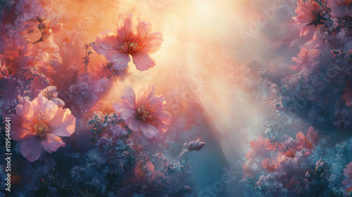 Wallpaper Mural Floral Realistic Art in Misty Fog Torontodigital.ca