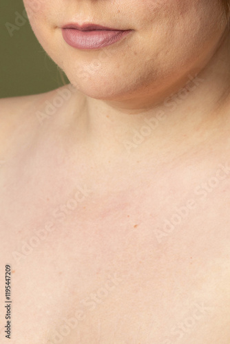 Wallpaper Mural Close-up of curvy woman with clear skin imperfections, soft lighting Torontodigital.ca