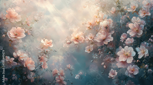 Floral Realistic Art in Misty Fog