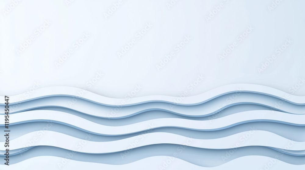 Fototapeta premium Smooth blue waves create serene background with layered textures and soft gradients. Ideal for calming designs and presentations