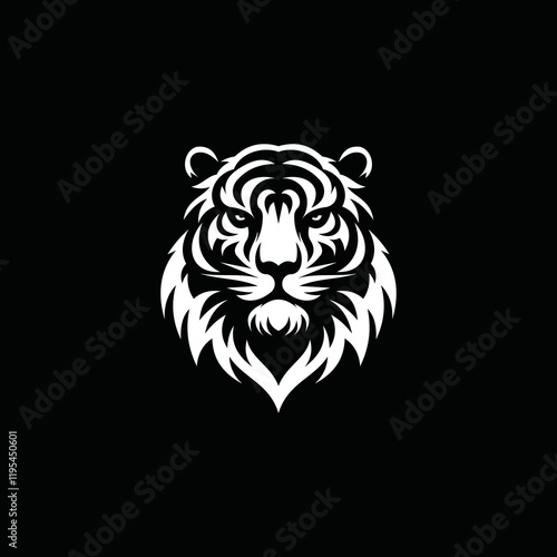 a tiger head logo that is scary, authoritative and charismatic