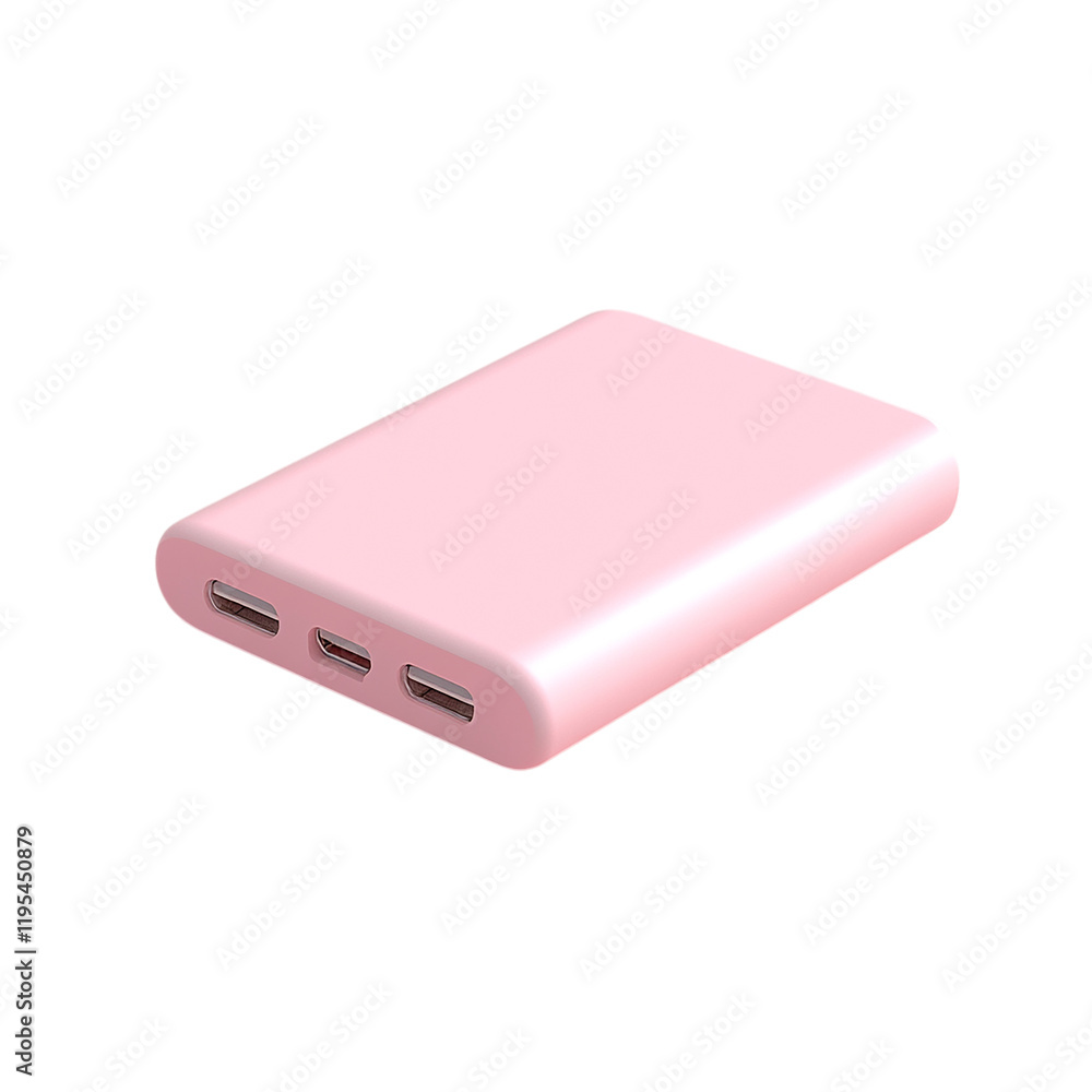 Portable Power Bank: Elegant Pink Design, Triple USB Ports Portable Power Bank: Elegant Pink Design, Triple USB Ports