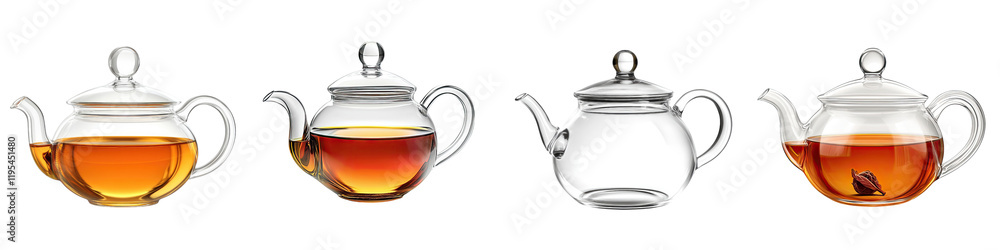 Glass teapot – A teapot made of glass for brewing hot tea or infusing flavors for hot toddies. Isolated on Clear White Background Highly Detailed Glass teapot – A teapot made of glass for brewing hot tea or infusing flavors for hot toddies. Isolated on Clear White Background Highly Detailed