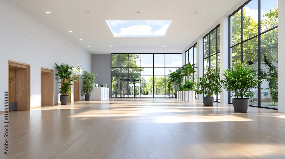 Obraz premium Bright and Airy Modern Interior of a State of the Art Educational Facility Designed to Harness Renewable Geothermal Energy and Foster Collaborative Learning and Innovative Thinking