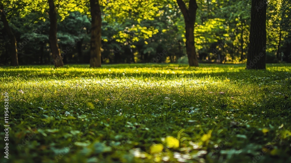 Obraz premium Sunlit Meadow in a Lush Green Forest